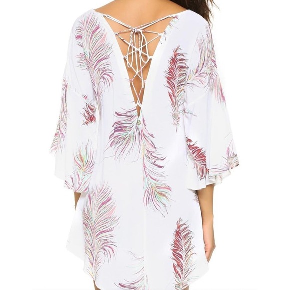 Vix Paula Hermanny Sz‎ S Swim Cover Up Bell Sleeves Lace Up Back Resort Cruise - Picture 2 of 16